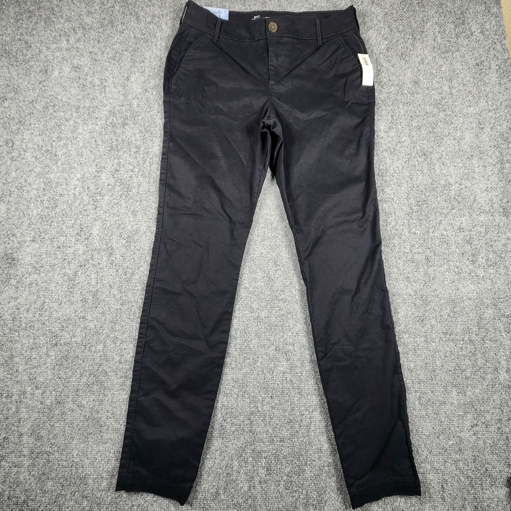 Old Navy Skinny Chino Pants Womens 4 Regular Black Mid Rise Twill Trousers NEW